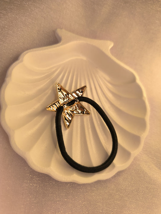 Celestial Textured Star Hair Tie – Gold Finish