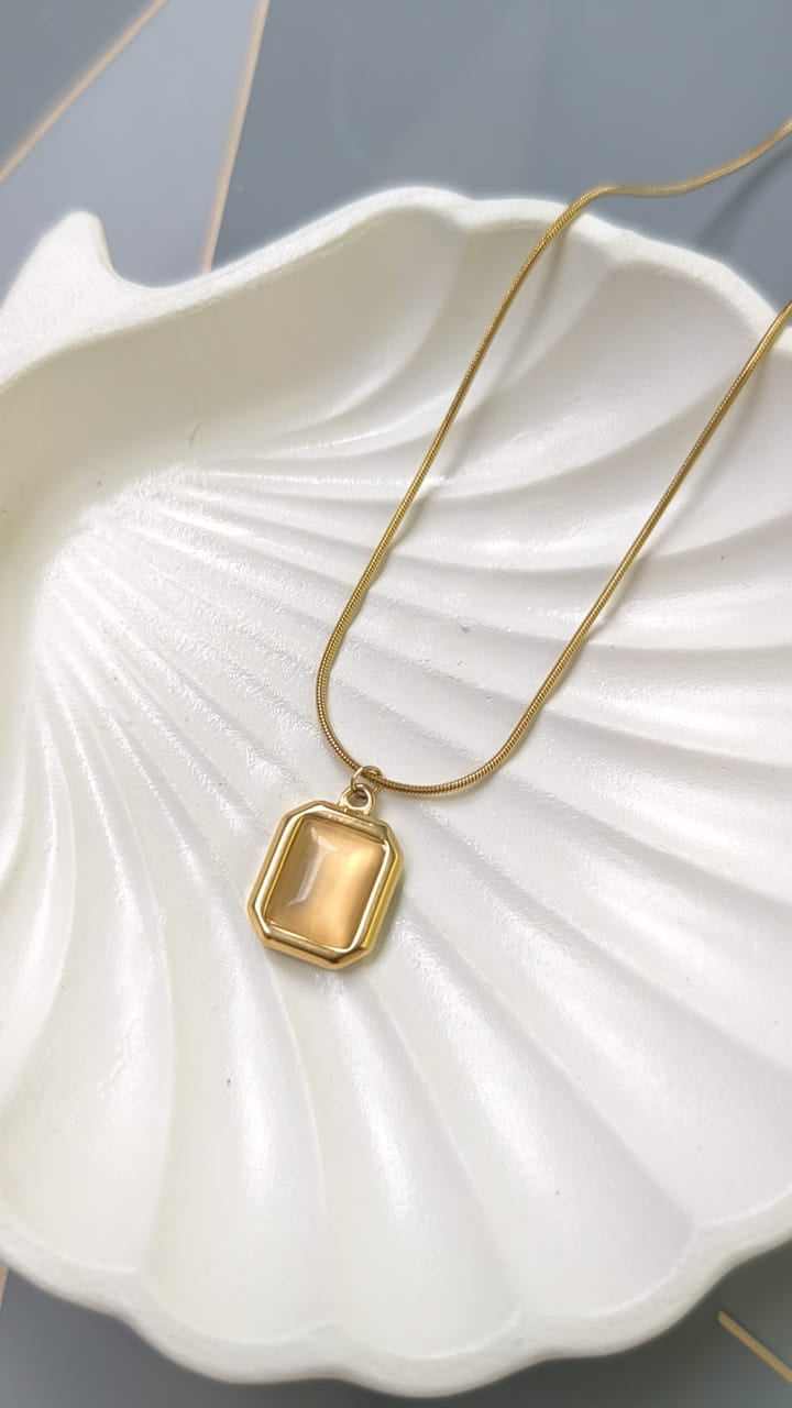 Golden Stone Pendant Necklace