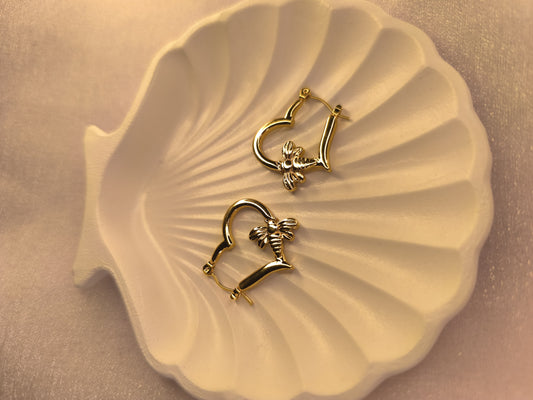 Palm Bee Love Hoops – Tropical Heart Gold