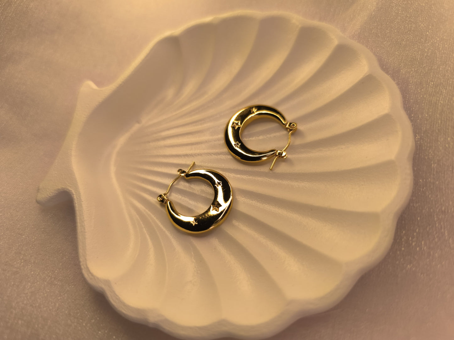 Celestial Hug Hoops – Starry Moon Gold
