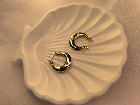 Celestial Hug Hoops – Starry Moon Gold