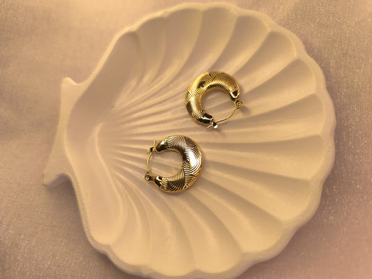 Swirl Dome Hoops – Textured 18K Gold