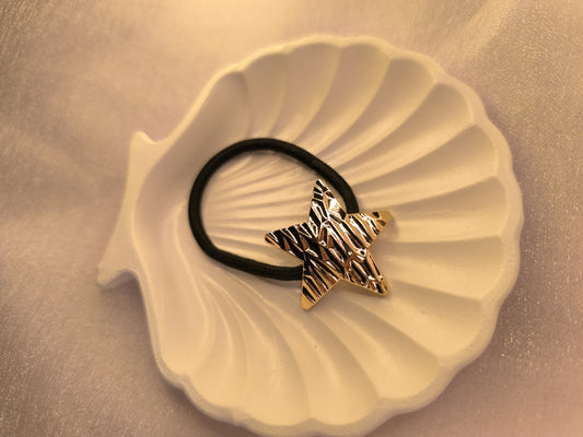 Celestial Textured Star Hair Tie – Gold Finish
