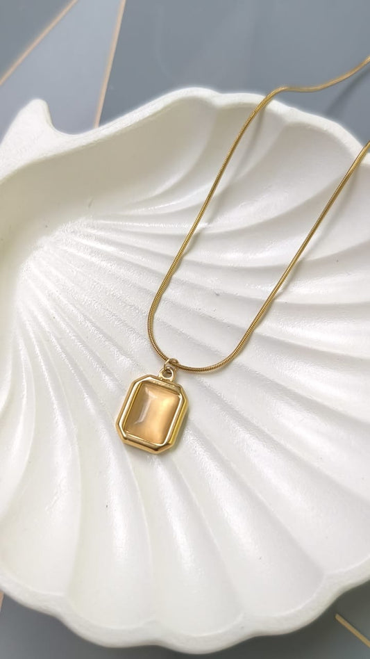Golden Stone Pendant Necklace